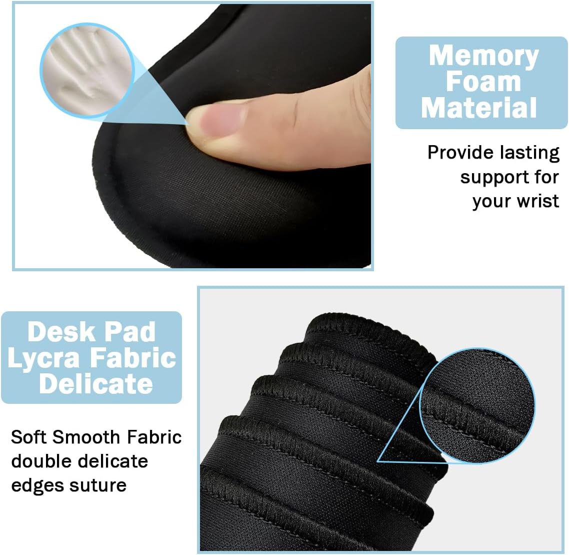 Large Mouse Pad and Keyboard Wrist Rest, Desk Pad for Keyboard and Mouse, 4-in-1 Large Gaming Mouse Pad with Wrist Support, Desk Mat for Home Office Study Game-Black