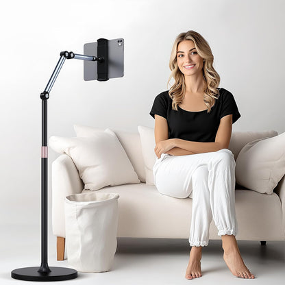 Tablet Floor Stand, 360° Rotation Tablet Holder, Compatible with iPad, iPhone, Samsung, Google, Kindle Tablet/Phone, (4.5''-12'')