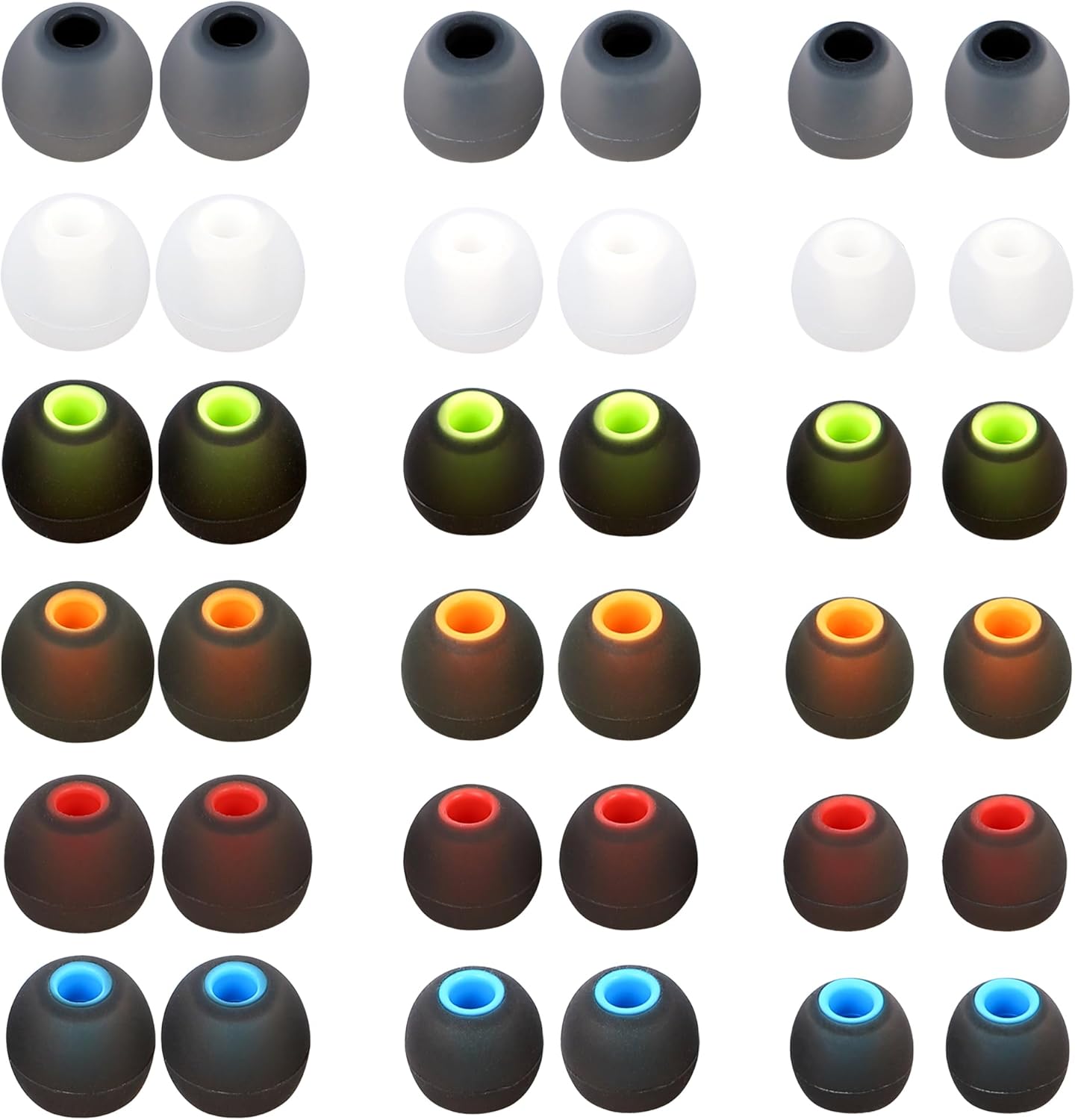 Silicone Replacement Earbud Tips Earbud Covers Eartips Fit Most in-Ear Earbuds(Inner Hole 3.8mm -5.1mm) Headphone Earbuds Rubber Tips 18 Pairs S M L