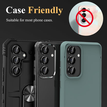 YWXTW Camera Lens Protector for Samsung Galaxy S24 / S23 / S23 Plus, [NOT for S24 Plus] 9H Tempered Glass Metal Individual Ring Camera Screen Protector for S24 Accessories (Black)