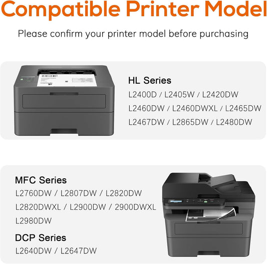 Compatible TN830XL Toner Replacement for Brother TN830XL TN830 XL Toner use with HL-L2460DW HL-L2405W HL-L2400D HL-L2480DW MFC-L2820DW MFC-L2760DW DCP-L2640DW MFC-L2900DW (Black,2 Pack)