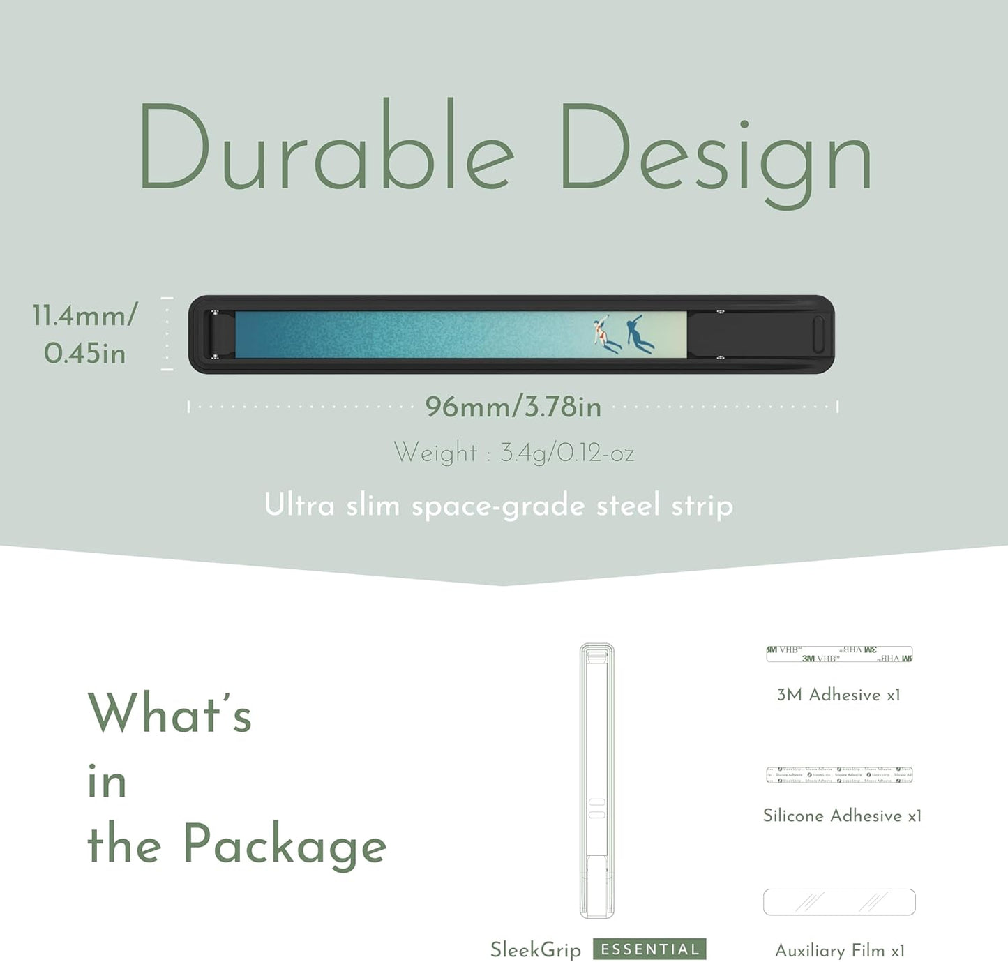 Phone Grip, Ultra Thin Cell Phone Grips Finger Holder Kickstand for Back of Phone, Loopy Case Swappable for Smartphones Wireless Chargers Car Mounts - SleekGrip Essential