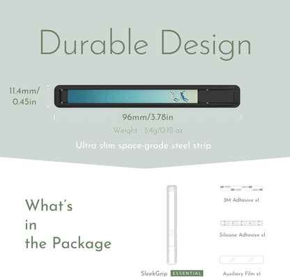 Phone Grip, Ultra Thin Cell Phone Grips Finger Holder Kickstand for Back of Phone, Loopy Case Swappable for Smartphones Wireless Chargers Car Mounts - SleekGrip Essential