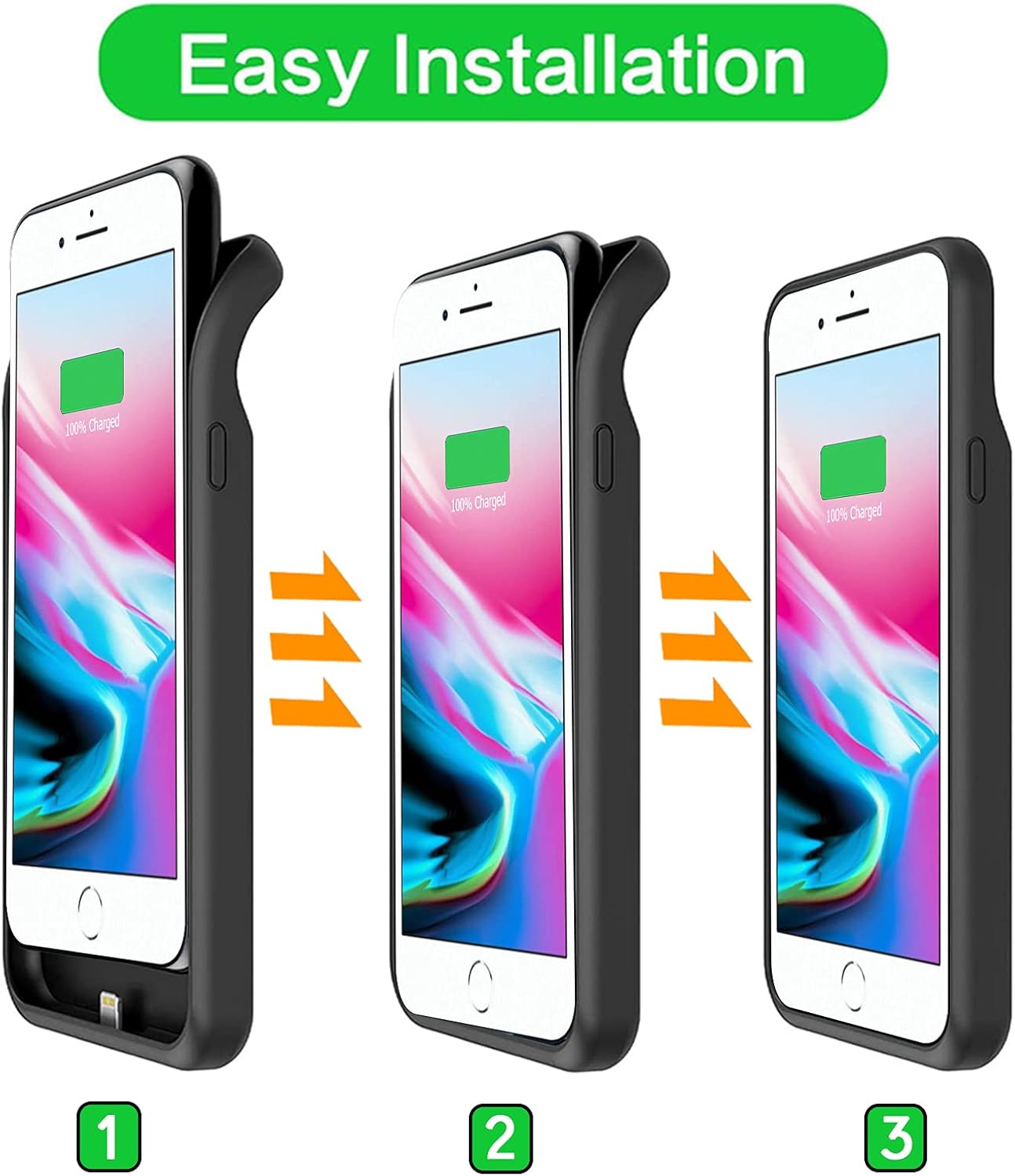 Battery Case for iPhone 6 Plus/6s Plus/7 Plus/8 Plus, 10000mAh Portable Battery Pack Rechargeable Smart Charger Case Compatible with iPhone 6 Plus/6s Plus/7 Plus/8 Plus (5.5 inch) Battery Case (Black)