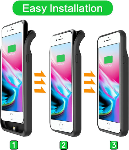 Battery Case for iPhone 6 Plus/6s Plus/7 Plus/8 Plus, 10000mAh Portable Battery Pack Rechargeable Smart Charger Case Compatible with iPhone 6 Plus/6s Plus/7 Plus/8 Plus (5.5 inch) Battery Case (Black)