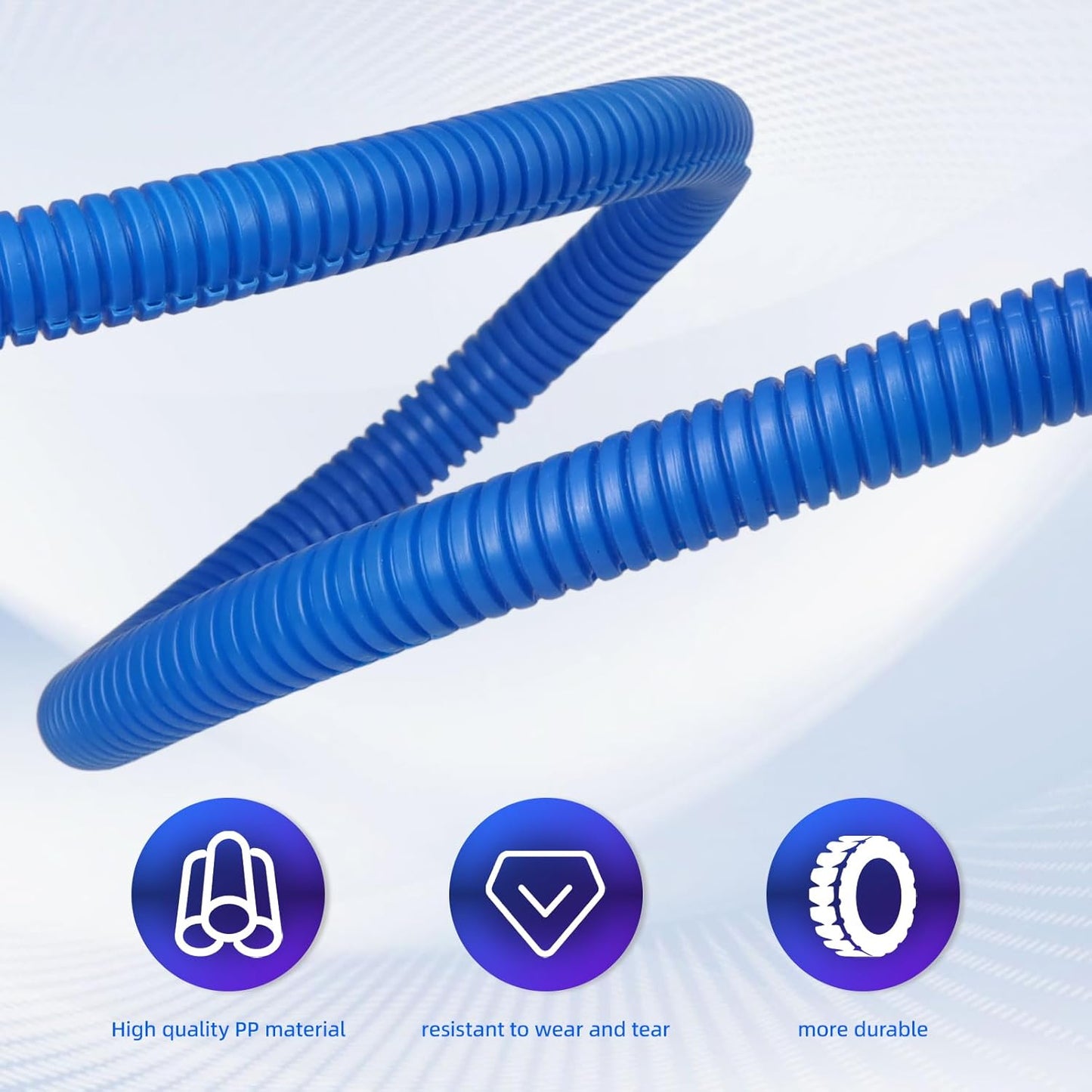 Split Wire Loom Tubing, 10,25ft Cord Protectors from Pets No Chew, Flexible Wire Covers Cord Protectors, Protective Split Cable Sleeve for Automotive Home Industrial Wires(Blue, 1.12inch-10ft)