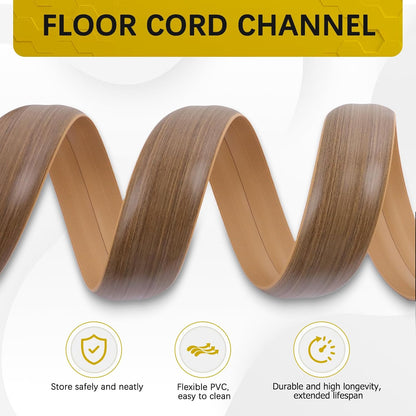 Floor Cord Cover 3.3FT Cord Covers for Wires on Floor Protect Wires & Prevent Trip Hazards, Easy to Cut for Home, Office, School, Concerts, Cavity W0.6in x H0.32in