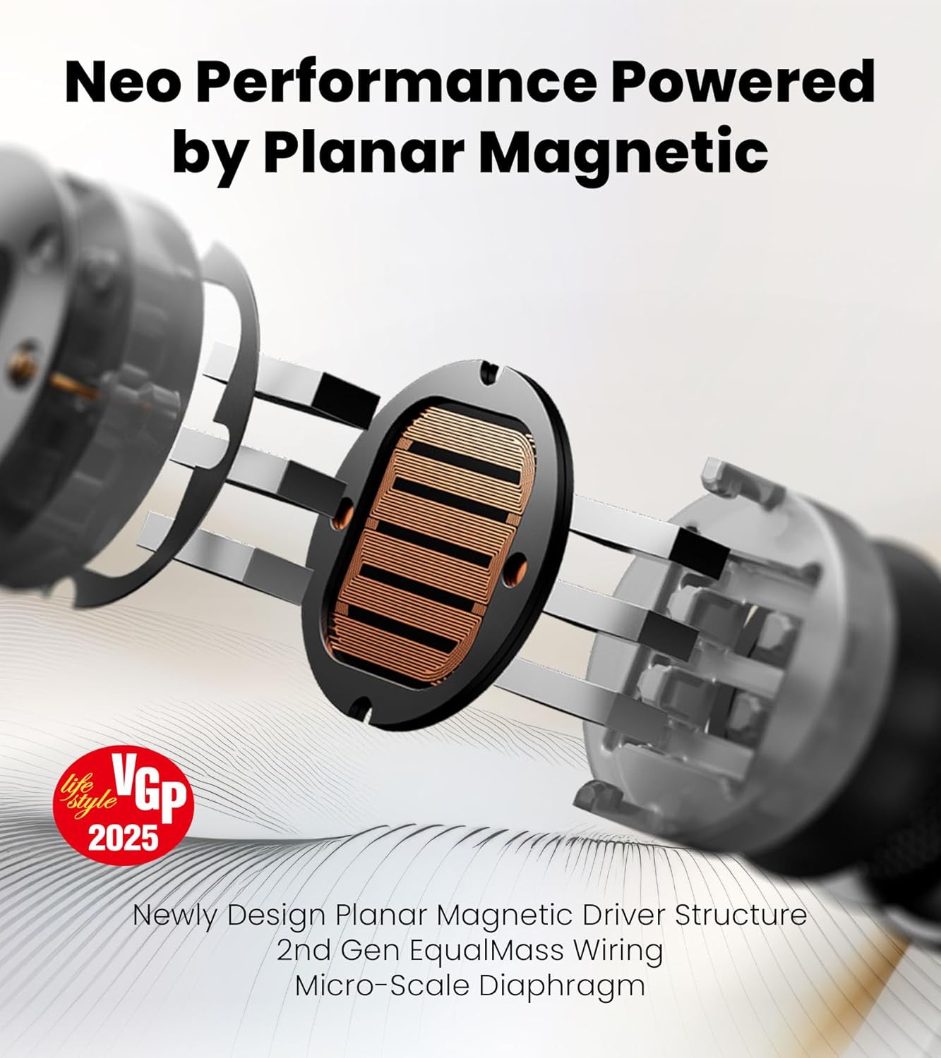 Edifier NeoBuds Planar Wireless Bluetooth Earbuds, 12mm Planar Magnetic Drivers, Hi-Res Audio, LDAC, Snapdragon Sound, Hybrid ANC, Bluetooth 5.4 & Dual Device Connection, Wireless Charging, 6 Mics