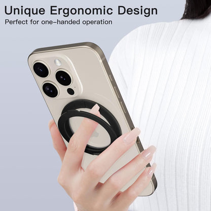 COOLQO 4Pcs 360 Spin Cell Grip Ring Phone Stand [Upgrade Gear Hinge Stress Anxiety Relief] Magnetic Holders for Your car Accessories Desk Mount Compatible with iPhone All Smartphones, Black