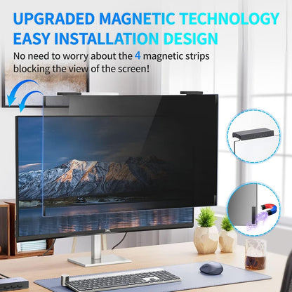 Magnetic Computer Privacy Screen 23.6 inch, Hanging Privacy Screen for Computer Monitor for 16:9 Frameless Monitor, Acrylic Eye Protection Anti Glare Blue Light Computer Screen Privacy Filter