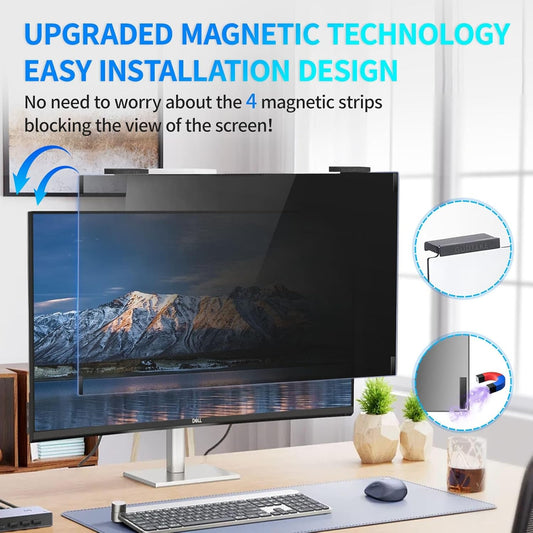 Magnetic Computer Privacy Screen 23.6 inch, Hanging Privacy Screen for Computer Monitor for 16:9 Frameless Monitor, Acrylic Eye Protection Anti Glare Blue Light Computer Screen Privacy Filter