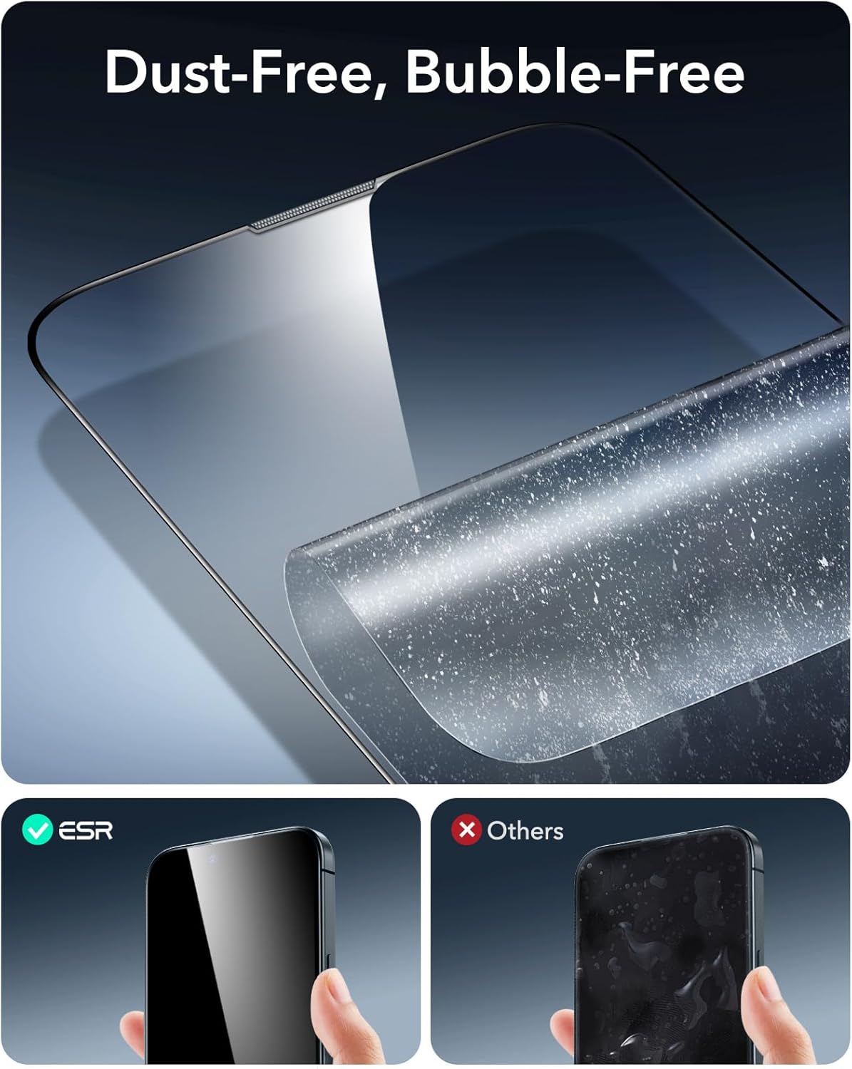 ESR 3 Pack 9H+ Glass for iPhone 13 Pro Max/iPhone 14 Plus Screen Protector, [Military Grade Shatterproof & Longest Durable] Armorite Ultra-tough Full Coverage Tempered Glass with UltraFit Tray