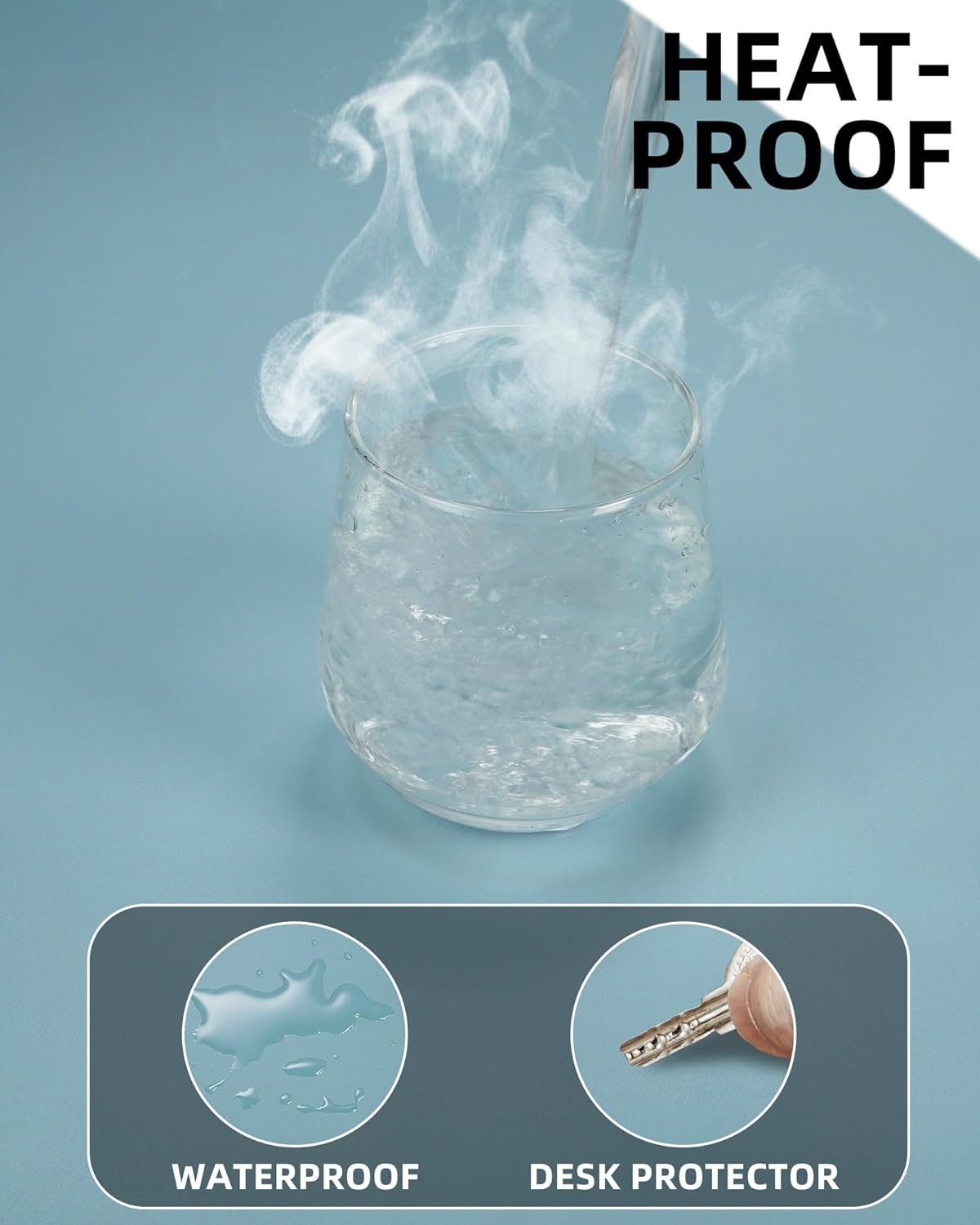 Non-Slip Desk Pad,Mouse Pad,Waterproof PVC Leather Desk Table Protector,Non-Slip PU Leather Desk Blotter, Easy Clean Laptop Desk Writing Mat for Office Work/Home/Decor(Light Blue, 24" x 13.7")