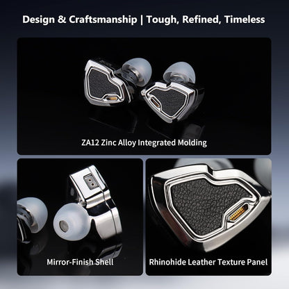 MS2 PRO in-Ear Monitor, 10.2mm Dual-Magnetic Drivers 1DD+1BA Hybird IEMs Wired Earbuds, Zinc Alloy Integrated Molding, Pneumatic Filters for Audiophile Musicians, Detachable 3.5mm OFC Cable