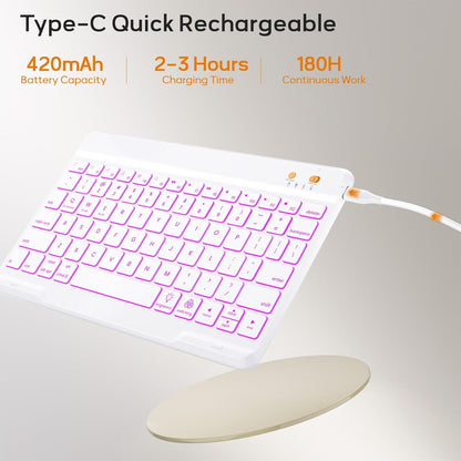 BLUTLOTUS Case for iPad 9th/8th/7th Generation with Keyboard 10.2 Inch,360° Rotatable Magnetic Keyboard Case,Pencil Holder&Grooves Design,7 Color Backlit Detachable Wireless Keyboard(Purple)