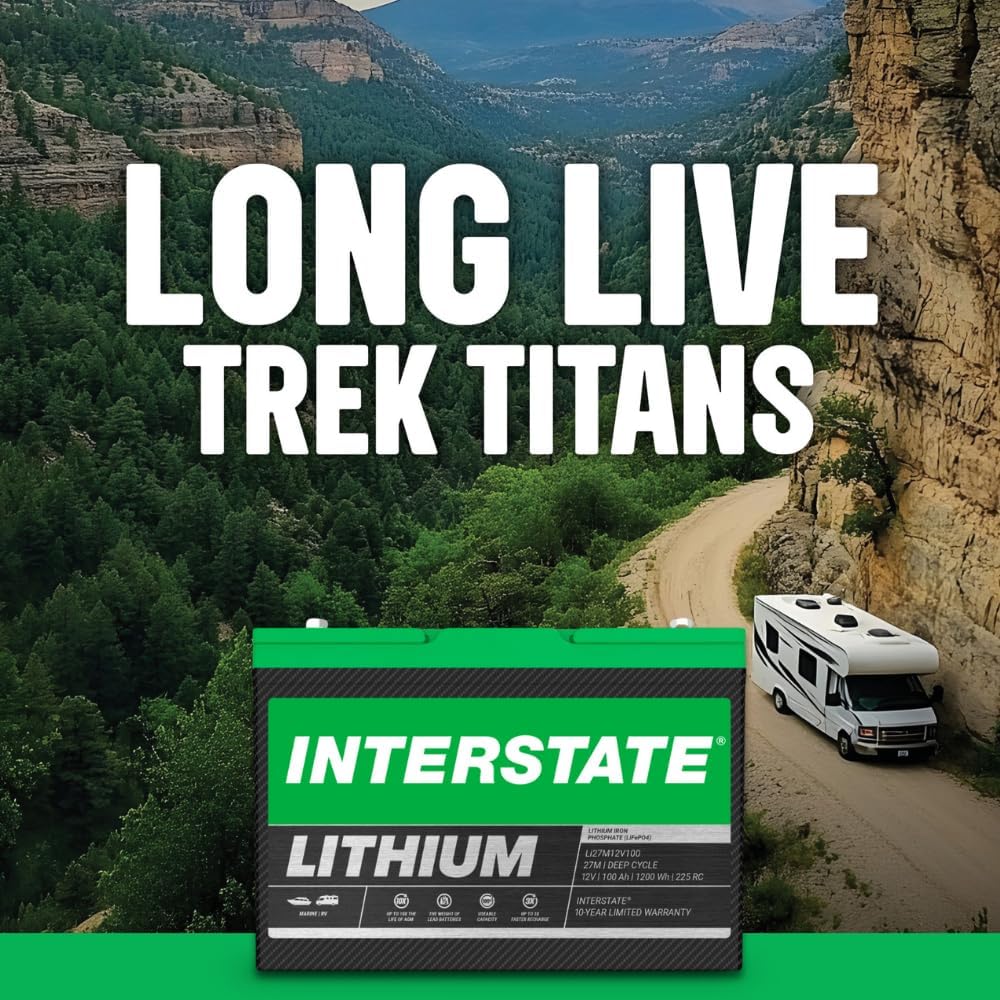 Interstate Batteries 12V 100Ah Group Size 27M Lithium Marine/RV Deep Cycle LiFePO4 Battery, Maintenance Free, Lightweight, Ideal For Boats, RV Camping, Off-Grid, Yachts (Li27M12V100)