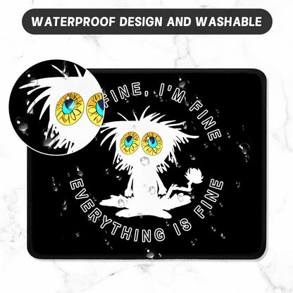 ITNRSIIET Mouse Pad with Stitched Edge Premium Textured Smooth Precise Operation Waterproof Washable Non-Slip Rubber Base Desktop Protection Mat, 10.2×8.3×0.12 inches, Funny Cat