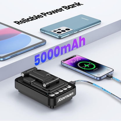 JTEMAN Gifts for Men Women Phone Stand Bluetooth Speaker with Light and Power Bank, 360 Rotating Phone Holder Cool Tech Gifts for Dad Mom Husband Unique Birthday Gift Ideas