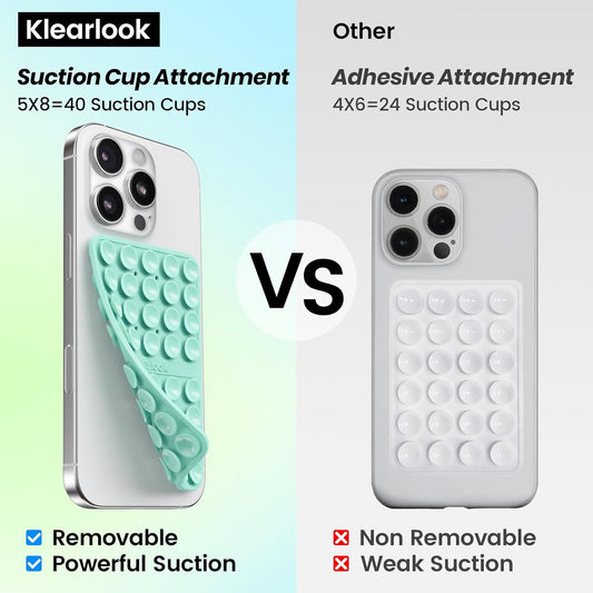 Klearlook Silicone Suction Cup Phone Case Mount Double Sided, Silicon Sticky Phone Grip with Higher Suction for Cell Phone, Hands-Free Phone Accessories Holder for Selfies and Videos, Light Green
