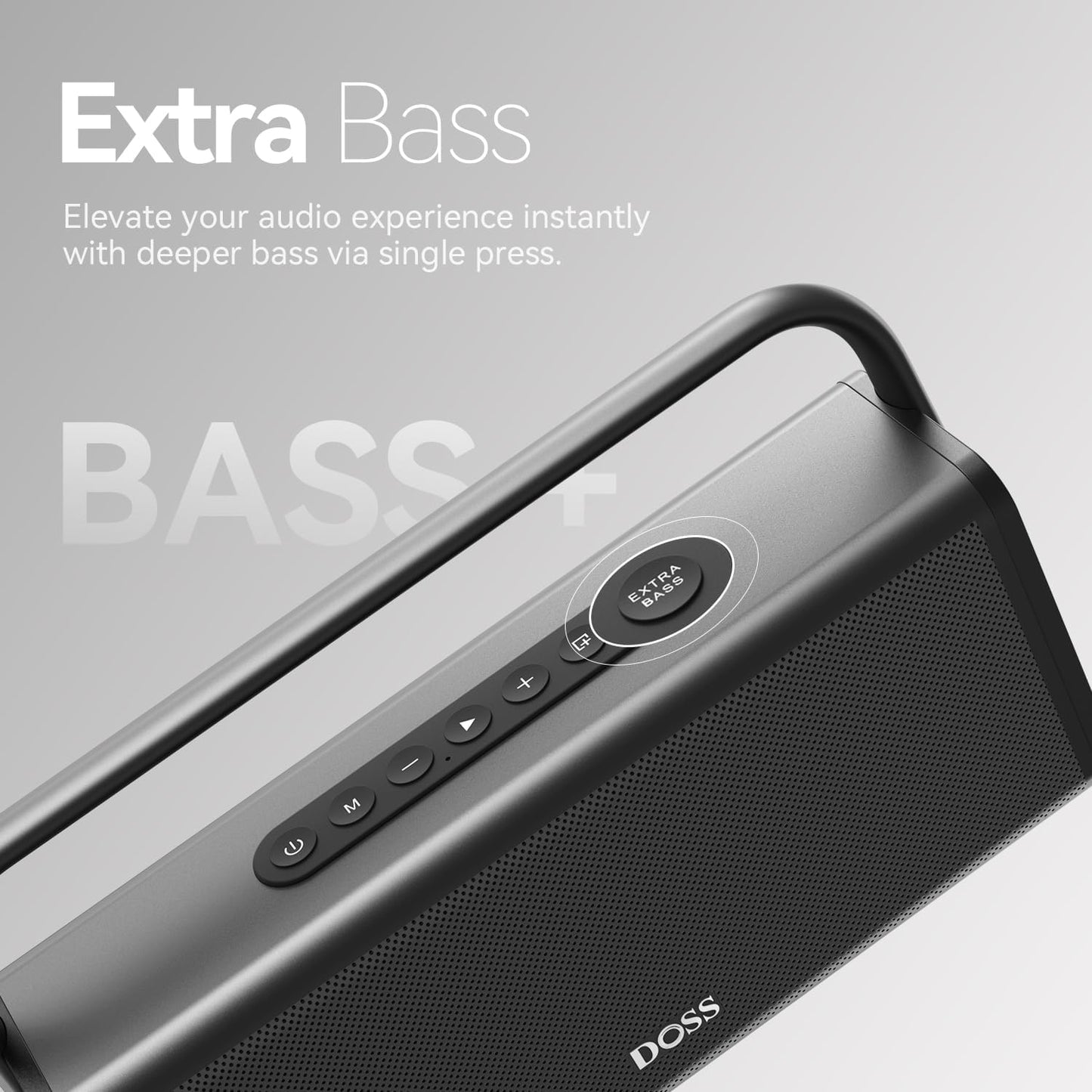 DOSS SoundBox XL Pro Bluetooth Speaker with 50W Powerful Stereo Sound, Extra Bass,16H Playtime, Integrated Metal Body, Aluminum Alloy Handle, Portable for Home, Office, Backyard - Blue