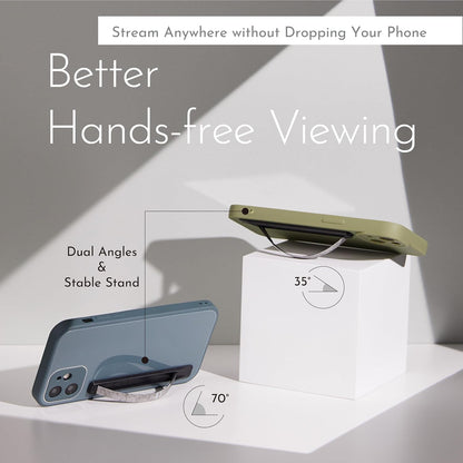 Phone Grip, Ultra Thin Cell Phone Grips Finger Holder Kickstand for Back of Phone, Loopy Case Swappable for Smartphones Wireless Chargers Car Mounts - SleekGrip Essential