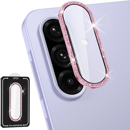 for Samsung Galaxy A26/A36/A56 Camera Lens Protector, Individual Metal Ring Tempered Glass Lens Cover, [Strong Adsorption] Scratch Resistant Ultra-Thin HD Clear Lens Cover, 1 Set-Pink