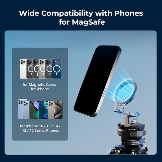 SMALLRIG Metal Phone Mount with Baseplate for Arca-Standard, Compatible for DJI RS 4 Mini, Smartphone Support with Cold Shoe Mount, Phone Tripod Mount for iPhone 17/16/15 Series etc. - 5339