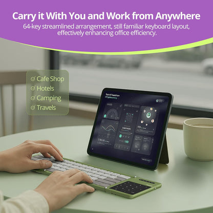 Nillkin Pocket Foldable Keyboard with Touchpad & Wireless Bluetooth, Portable Travel Keyboard for Home or Mobile Office Replaces Keypads and Mouse Combo, Compatible with iPad, Laptop, Tablet - Green