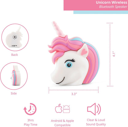 Unicorn Bluetooth Wireless Speaker - Bluetooth Speaker for Kids - Portable Bluetooth Speaker in Many Fun Designs - Compatible with iPhone and Android Devices