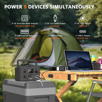 ALLWEI 512Wh Portable Power Station, 500W(Peak 1000W) LiFePO4 Battery, Solar Generator Fast Charge, UPS Mode, Pure Sine Wave 110V AC Outlets, Battery Generator for CPAP Outdoor RV Camping Power Outage
