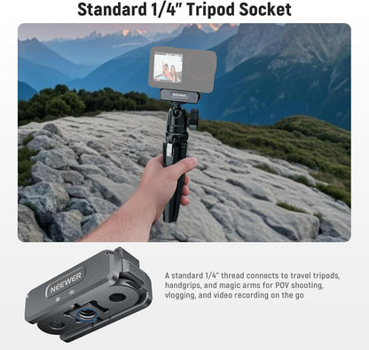 NEEWER Upgraded Magnetic Mount Adapter Compatible with DJI Osmo 360 / Action 5 Pro/4/3, Quick Release Action Camera Mount Vlogging Accessories with 1/4" Tripod Thread, AC011 Dark Gray