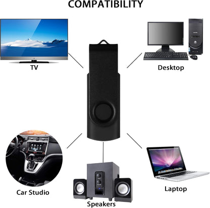 2 Pack 64GB USB 2.0 Flash Drive Memory Stick Thumb Drives Swivel Design(2 X 64GB: Black Silver)