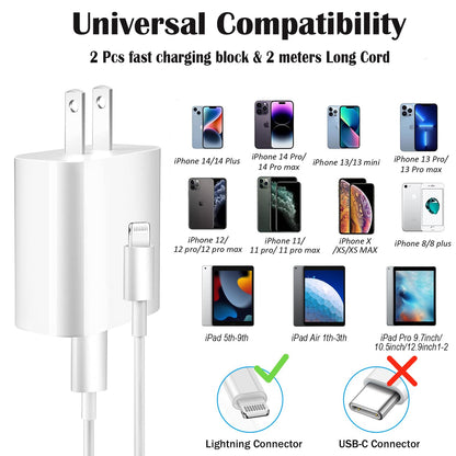 iPhone Charger Fast Charging,iPhone Fast Charger 2Pack Type C Fast Charger Block Plug Adapter 6FT USB-C to Lightning Cable Cord for iPhone 14/13/13 Pro/12 Pro/12 Pro Max/11/Xs Max/XR/X/SE,iPad,AirPods