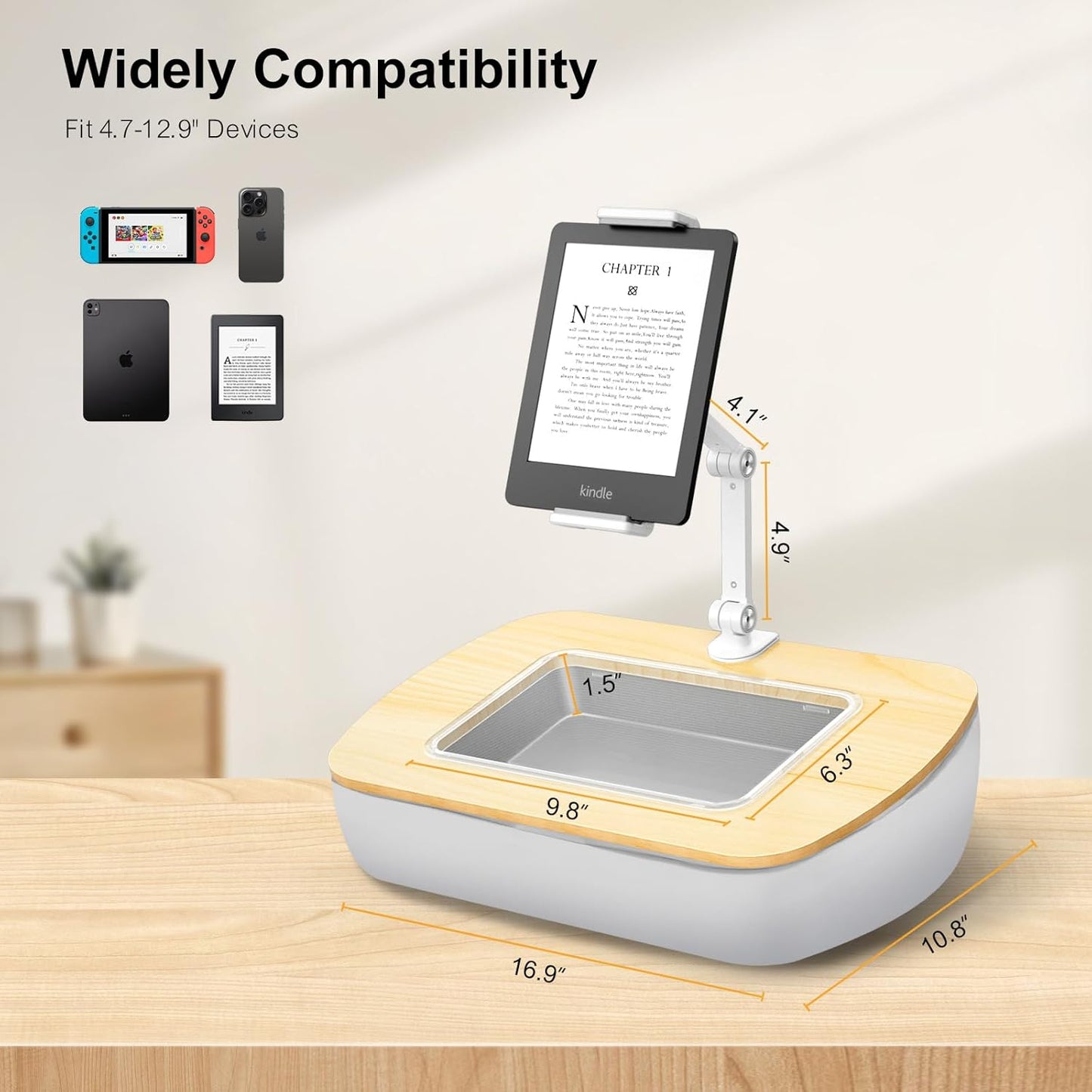 UPERGO Tablet Kindle Stand Pillow, iPad Pillow Holder for Lap with Soft Bean Bag, Fits 4.7 to 12.9 Inch Tablets, Ideal for Hands-Free Reading and Relaxation on Sofa, Couch, Bed, Car