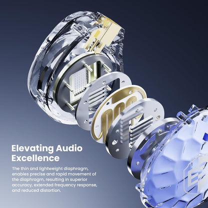 BASN ASONE 14.2mm Planar Diaphragm Driver in-Ear Monitors Earphone with Two Detachable MMCX Cables for Musicians Drummers Bass Players Singers (Blue)