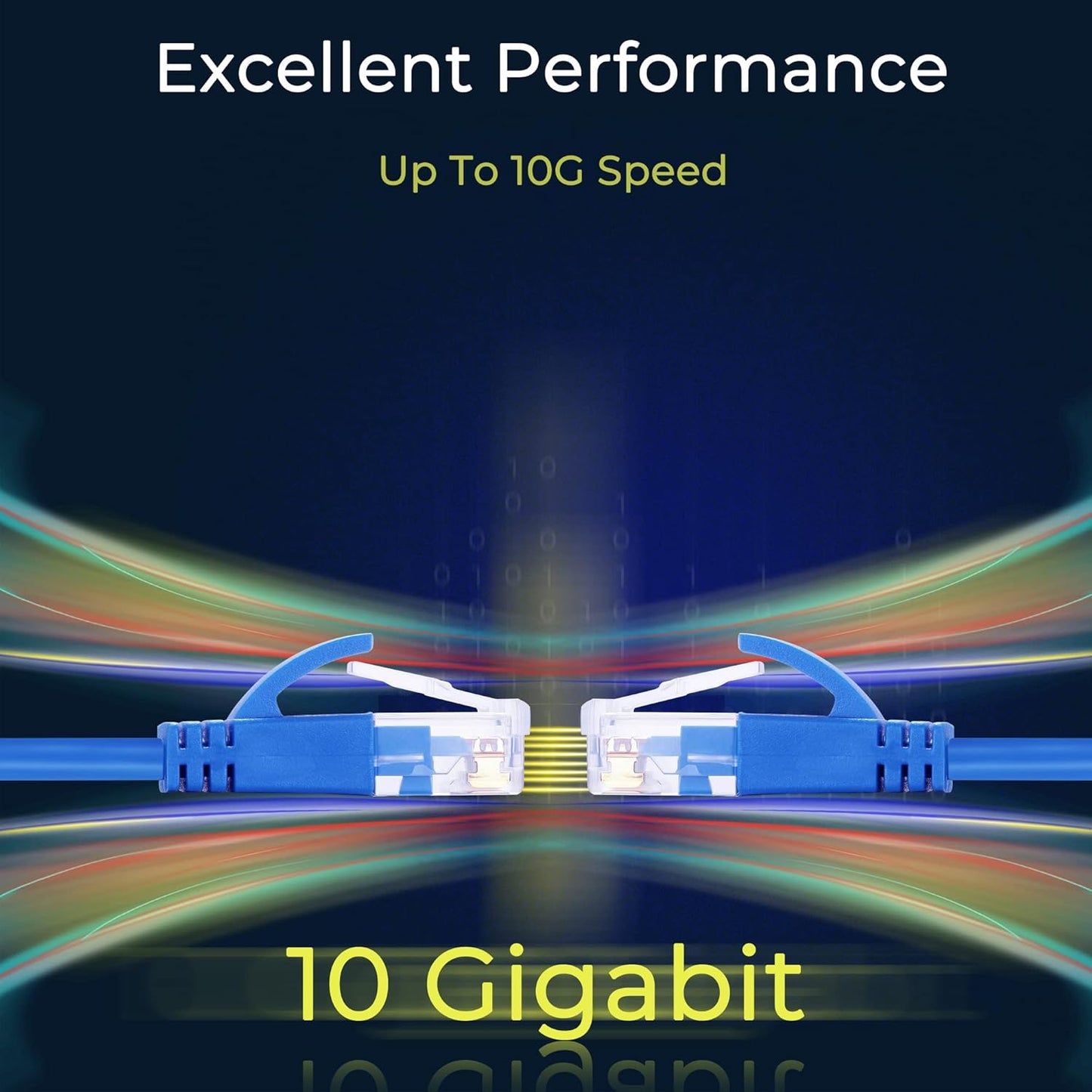 Rapink Patch Cables Cat6a 0.5ft (10 Pack) Slim, Cat6a Ethernet Patch Cable 10G Support, Snagless Cat 6 Patch Cable for Patch Panel to Switch, Flexiable Cat 6a Ethernet Cable with Gold Plated