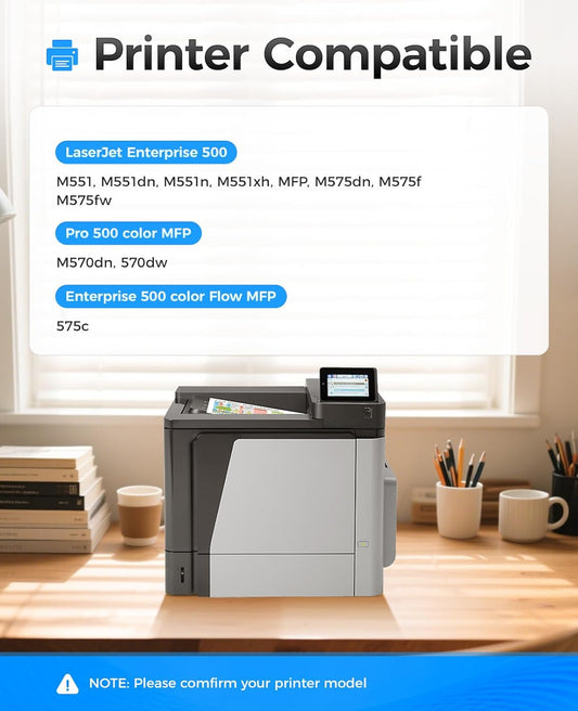507X 507A Toner Cartridge Set 4-Pack High Yield Replacement for HP 507X 507A CE400X CE401A CE402A CE403A Compatible with HP Color LaserJet Enterprise 500 Color M551 M551dn M570dn M570dw M575fw Printer