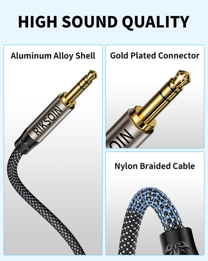 Aux Cord 6.6FT/2m, New 3.5mm Audio Cable - Nylon Braided 3.5mm Male to Male AUX Cable Cord for Car, Headphones, Home Stereos, Speaker