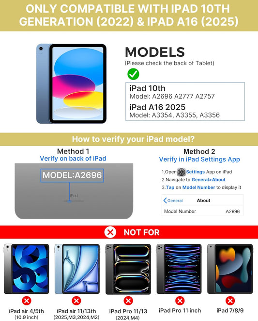 typecase Touch iPad 10th Generation Case with Keyboard (10.9", 2022) and iPad A16 (11th Gen, 2025) – 360° Rotatable, 11-Color Backlit, Multi-Touch Trackpad, Thin & Light (Yellow)