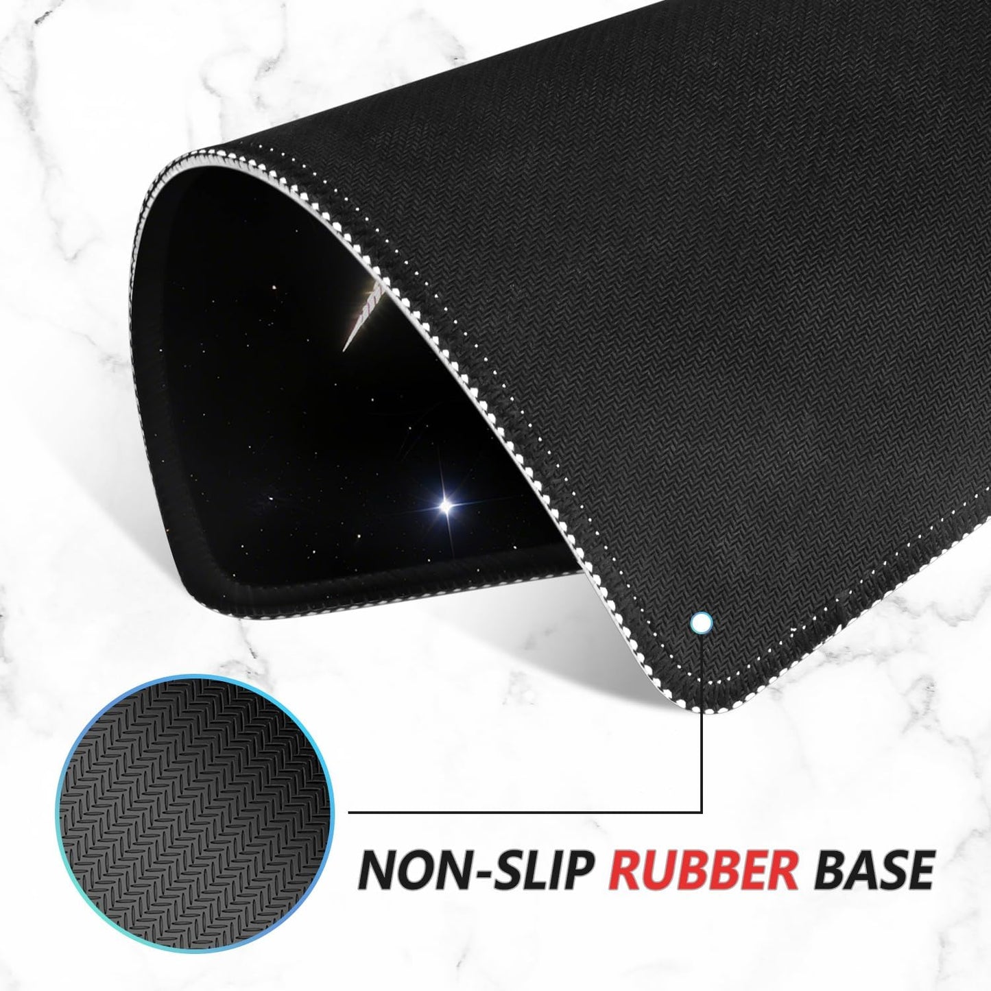 ITNRSIIET Mouse Pad Non-Slip Rubber Base Smooth Surface Stitched Edges Waterproof Durable Compatible with All Mice for Office & Gaming, Desk Accessory, 10.2x8.3x0.12 inch, Stellar