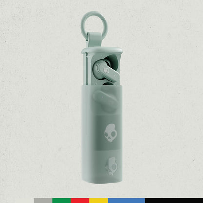 Skullcandy Dime Evo Wireless Earbuds, Bluetooth Headphones, Noise Isolating Fit, Up to 36 Hours Battery, Microphone for iPhone Android, Easy Carry with Clip-Anywhere Case - Preppy Sage