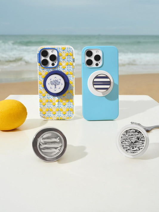 PopSockets Phone Grip for MagSafe with Kickstand, Magnetic Stand, Swappable Top, Secure Hold for iPhone MagSafe Cases, Phone & Tablet Grip - Olive Tree Tile