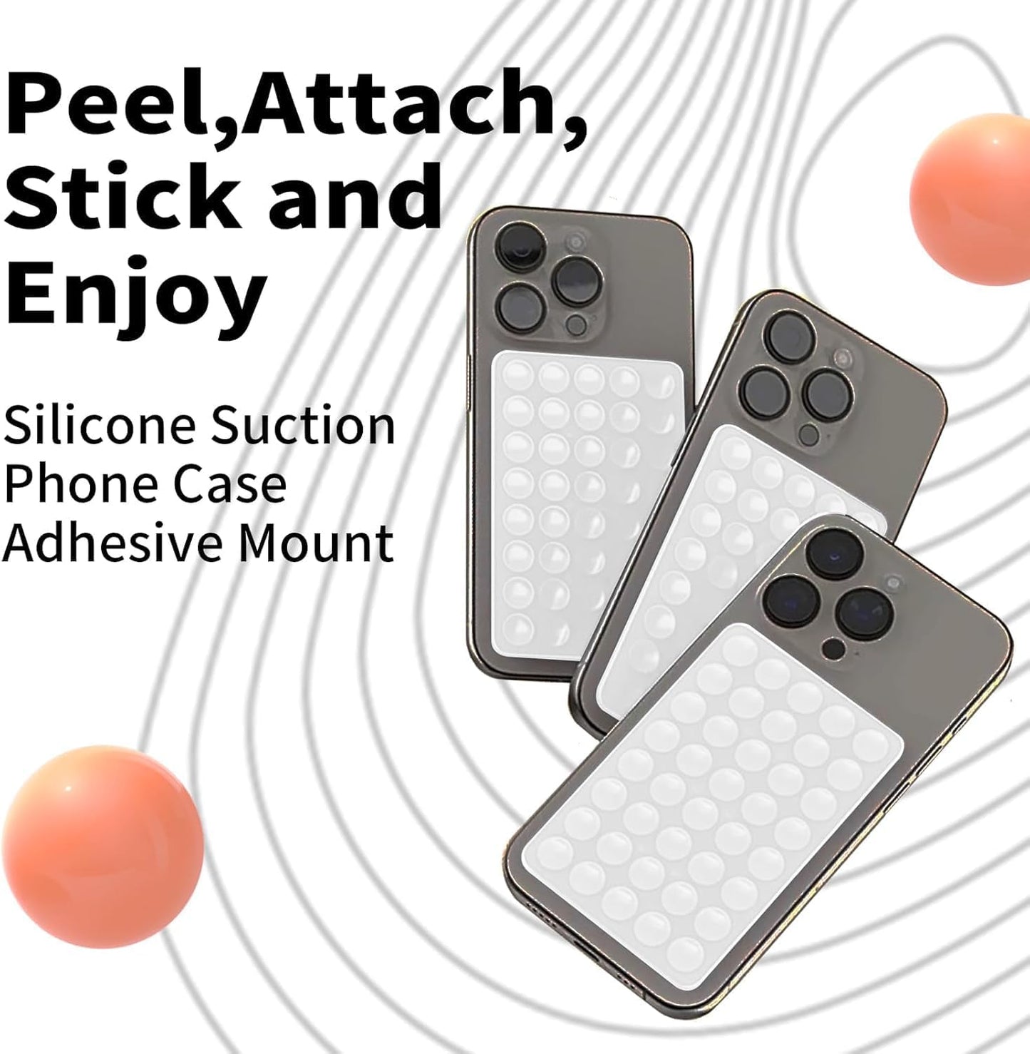 Double Sided Octo Buddy Suction Cup Phone Mount - Silicone Sticky Phone Grip with Higher Suction Power for Effortless Hands-Free Selfies & Videos, Octo Buddies Suction Phone case Suction Grip （White）
