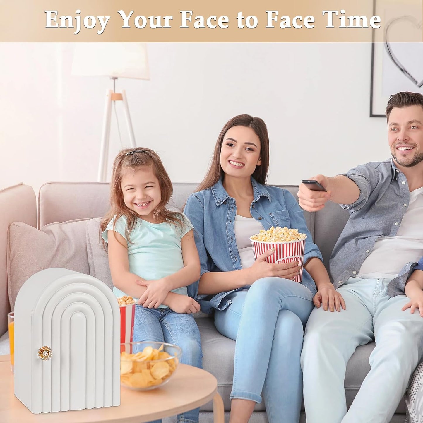 Phone Box for Family Time, Bamboo Cell Phone Jail, 3 Sections Hold 6 Phones, with Charging Holes, Phone Holder Self-discipline Box, Help Kids Adults Focus Back, Mobile Phone Addiction (White)