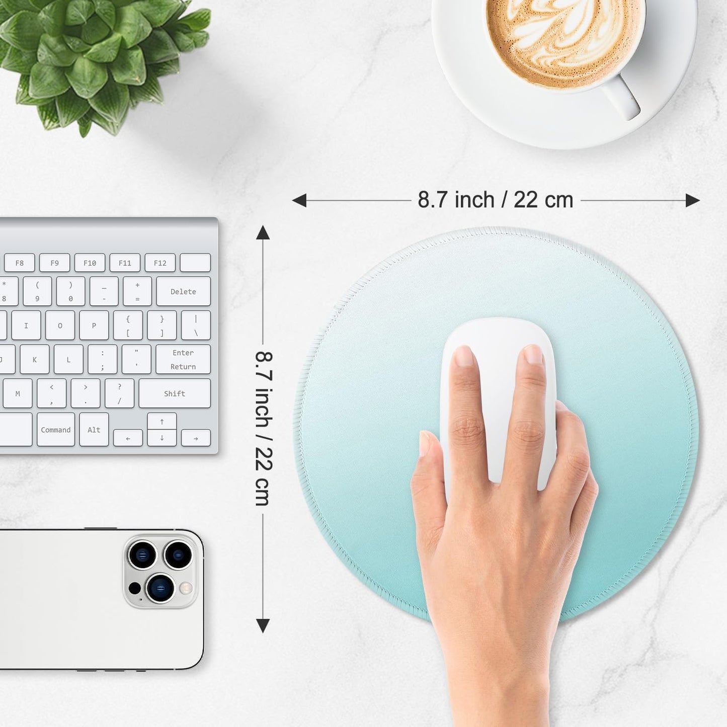 ITNRSIIET Mouse Pad Non-Slip Rubber Base Smooth Surface Stitched Edges Waterproof Durable Compatible with All Mice for Office & Gaming, Desk Accessory, Diameter 8.7 inch, Sky Gradient