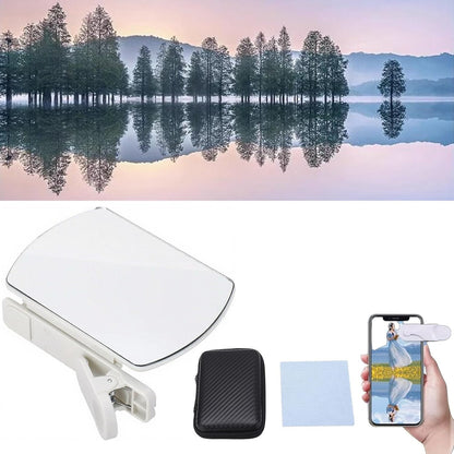 Mirror Effect Lens - Capture Stunning Reflections Instantly, Smartphone Camera Mirror Reflection Clip Kit, Adjustable HD Glass Smartphone Photography Flip Mirror for Creative Photography (White)