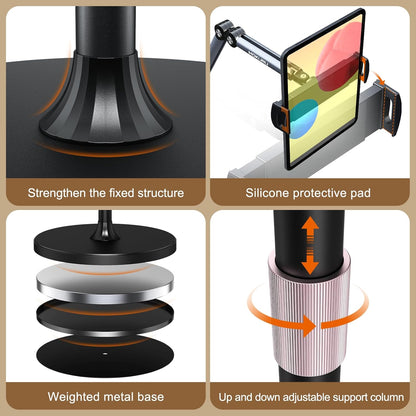 Tablet Floor Stand, Adjustable Tablet Stand, 360° Rotation Tablet Holder, Compatible with iPad, iPhone, Samsung, Google, Kindle Tablet/Phone, (4.5''-12'')