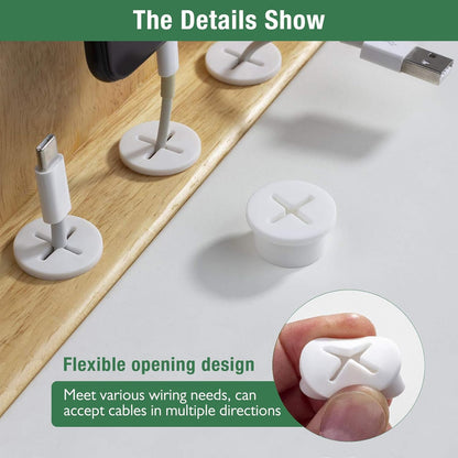 20Pcs Desk Grommet, 3/4" (20mm) White Silicone Cord Hole Cover, Flexible Rubber Wire Grommets, Wall Grommets for Cables Management, Table, Countertop, Cabinets and Furnitures Wire Organizer