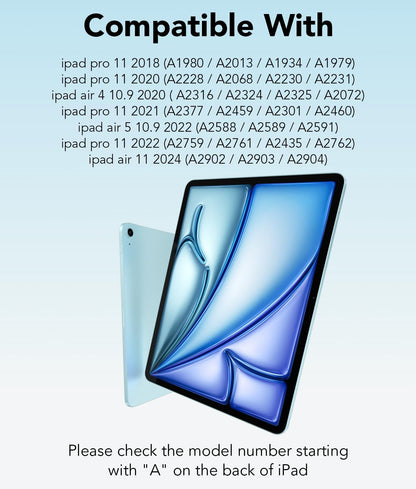 KARTICE Transparent 360 Keyboard Case with Wireless Keyboard for iPad Air 11 Inch 2024, 10.9" iPad Air 5th/4th, 11" iPad Pro 4/3/2/1 360° Rotating Stand