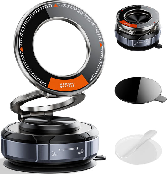 BOCLOUD Upgraded Suction Cup Phone Mount 360° Zinc Alloy Phone Stand Vacuum Magnetic Car Holder for MagSafe Mount 98 LBS Ultra Accessories for iPhone 16 15 14 13 12 Android